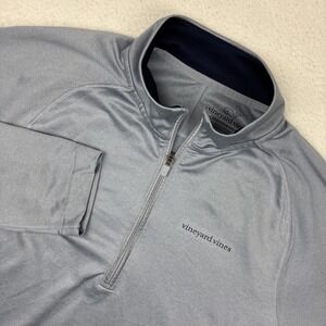 VINEYARD VINES Performance Mens 1/4 Quarter Zip Medium Gray Pullover Lightweight